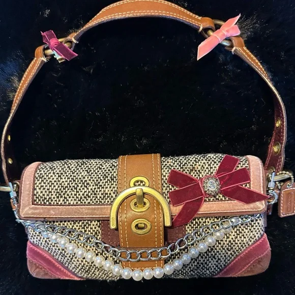 Coach Y2K Vintage Tweed Demi Hobo Flap - Picture 1 of 13